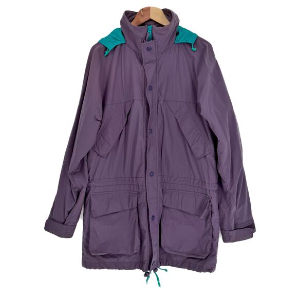 Vtg 90s Eddie Bauer Hooded Nylon Windbreaker Rain Jacket Mens Small - Picture 16 of 16